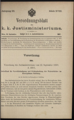 Verordnungsblatt des K.K. Justizministeriums 18870924 Seite: 1