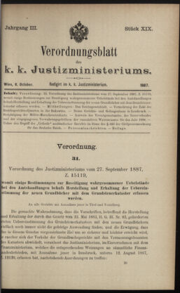 Verordnungsblatt des K.K. Justizministeriums 18871008 Seite: 1