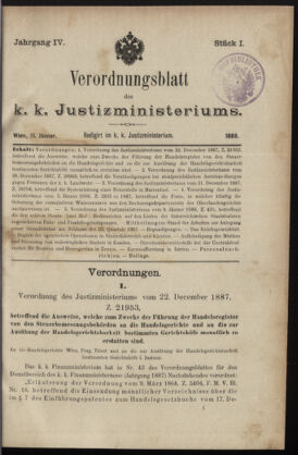 Verordnungsblatt des K.K. Justizministeriums 18880111 Seite: 1