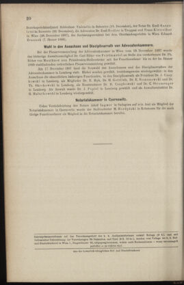 Verordnungsblatt des K.K. Justizministeriums 18880111 Seite: 20