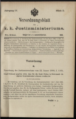 Verordnungsblatt des K.K. Justizministeriums 18880126 Seite: 1