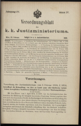 Verordnungsblatt des K.K. Justizministeriums 18880222 Seite: 1