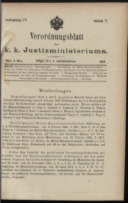 Verordnungsblatt des K.K. Justizministeriums 18880308 Seite: 1