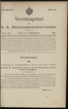 Verordnungsblatt des K.K. Justizministeriums 18880511 Seite: 1