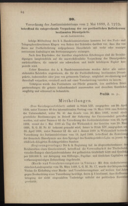 Verordnungsblatt des K.K. Justizministeriums 18880511 Seite: 2