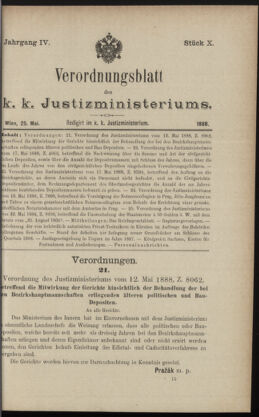 Verordnungsblatt des K.K. Justizministeriums 18880525 Seite: 1