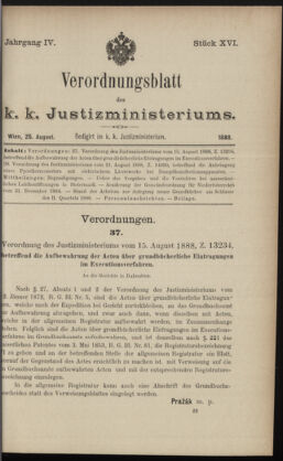 Verordnungsblatt des K.K. Justizministeriums 18880825 Seite: 1