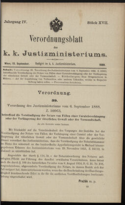 Verordnungsblatt des K.K. Justizministeriums 18880913 Seite: 1