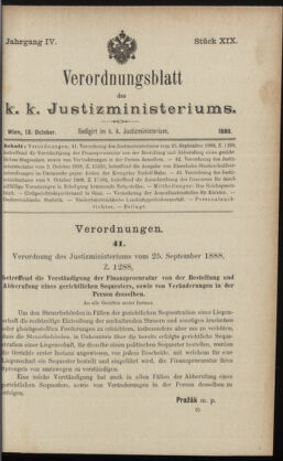 Verordnungsblatt des K.K. Justizministeriums 18881013 Seite: 1