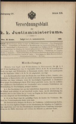 Verordnungsblatt des K.K. Justizministeriums 18881026 Seite: 1