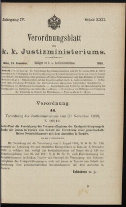 Verordnungsblatt des K.K. Justizministeriums 18881124 Seite: 1