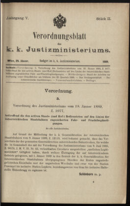 Verordnungsblatt des K.K. Justizministeriums 18890125 Seite: 1