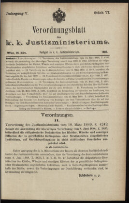 Verordnungsblatt des K.K. Justizministeriums 18890326 Seite: 1