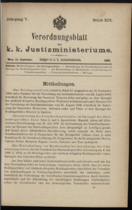 Verordnungsblatt des K.K. Justizministeriums 18890923 Seite: 1