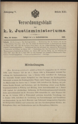 Verordnungsblatt des K.K. Justizministeriums 18891026 Seite: 1