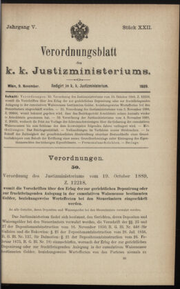 Verordnungsblatt des K.K. Justizministeriums 18891109 Seite: 1