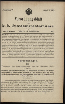 Verordnungsblatt des K.K. Justizministeriums 18891125 Seite: 1