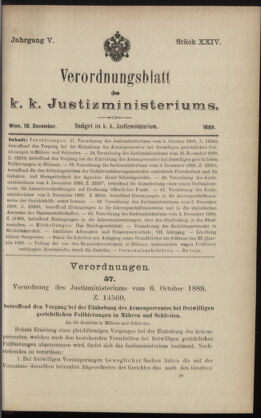 Verordnungsblatt des K.K. Justizministeriums 18891210 Seite: 1