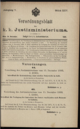 Verordnungsblatt des K.K. Justizministeriums 18891224 Seite: 1