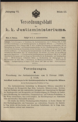 Verordnungsblatt des K.K. Justizministeriums 18900205 Seite: 1