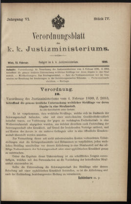 Verordnungsblatt des K.K. Justizministeriums 18900213 Seite: 1