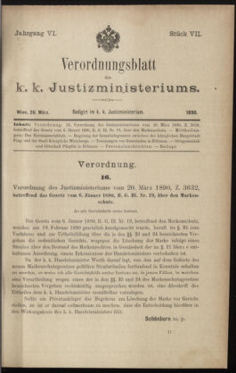 Verordnungsblatt des K.K. Justizministeriums 18900326 Seite: 1