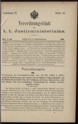 Verordnungsblatt des K.K. Justizministeriums 18900527 Seite: 1