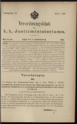 Verordnungsblatt des K.K. Justizministeriums 18900616 Seite: 1