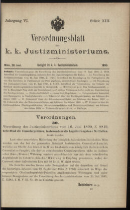 Verordnungsblatt des K.K. Justizministeriums 18900628 Seite: 1