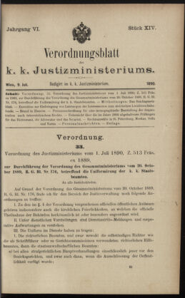 Verordnungsblatt des K.K. Justizministeriums 18900709 Seite: 1