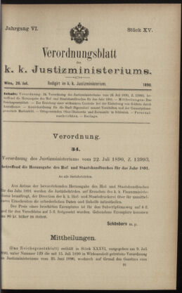 Verordnungsblatt des K.K. Justizministeriums 18900726 Seite: 1