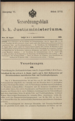 Verordnungsblatt des K.K. Justizministeriums 18900829 Seite: 1