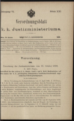 Verordnungsblatt des K.K. Justizministeriums 18901029 Seite: 1