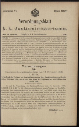 Verordnungsblatt des K.K. Justizministeriums 18901224 Seite: 1