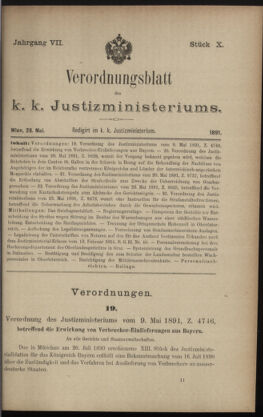 Verordnungsblatt des K.K. Justizministeriums 18910528 Seite: 1