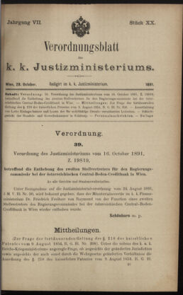 Verordnungsblatt des K.K. Justizministeriums 18911028 Seite: 1