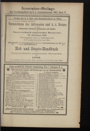 Verordnungsblatt des K.K. Justizministeriums 18920330 Seite: 15