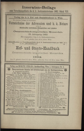 Verordnungsblatt des K.K. Justizministeriums 18920426 Seite: 15