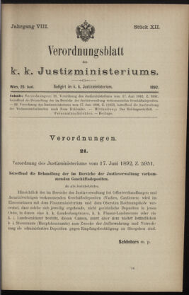 Verordnungsblatt des K.K. Justizministeriums