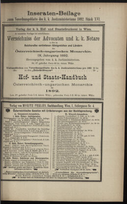 Verordnungsblatt des K.K. Justizministeriums 18920831 Seite: 7