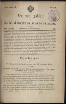 Verordnungsblatt des K.K. Justizministeriums 18930113 Seite: 1