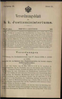 Verordnungsblatt des K.K. Justizministeriums 18930131 Seite: 1