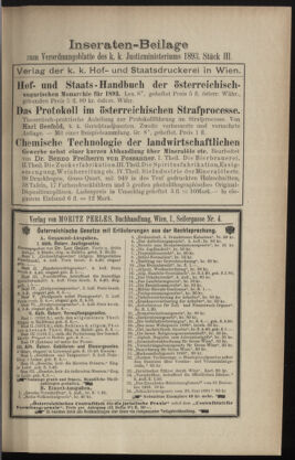 Verordnungsblatt des K.K. Justizministeriums 18930131 Seite: 11