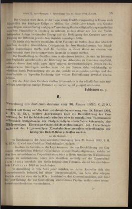 Verordnungsblatt des K.K. Justizministeriums 18930131 Seite: 3