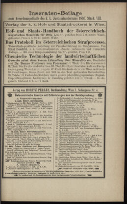 Verordnungsblatt des K.K. Justizministeriums 18930414 Seite: 7