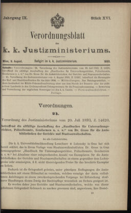 Verordnungsblatt des K.K. Justizministeriums 18930809 Seite: 1