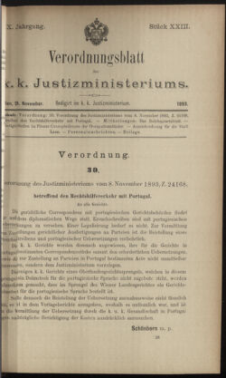 Verordnungsblatt des K.K. Justizministeriums 18931124 Seite: 1