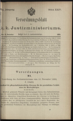 Verordnungsblatt des K.K. Justizministeriums 18931215 Seite: 1