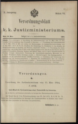 Verordnungsblatt des K.K. Justizministeriums 18940330 Seite: 1