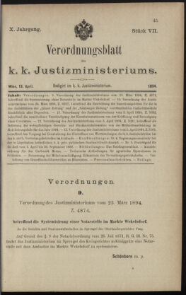 Verordnungsblatt des K.K. Justizministeriums